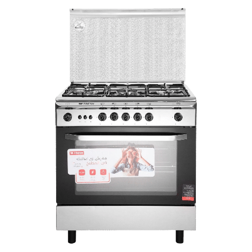 Fresh Italiano Gas Cooker 55x80 cm - 5 Gas Burners - Self Ignition - Grill - Fan - Stainless Steel -CD16607