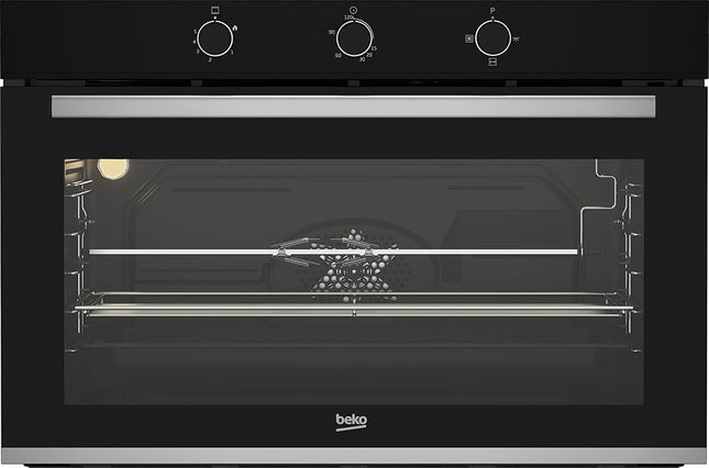 Beko Built-in Oven, 90 cm, 96 L, Gas, Full Safety, 2 Fans, Grill, Black, BBWHT12106BS
