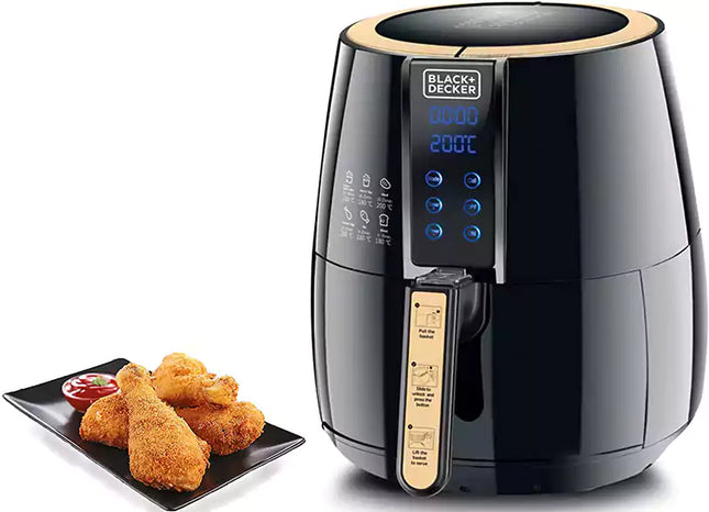 Black & Decker Aerofry Air fryer 1500 Watt, 4 Liters, Digital Display, Black AF400