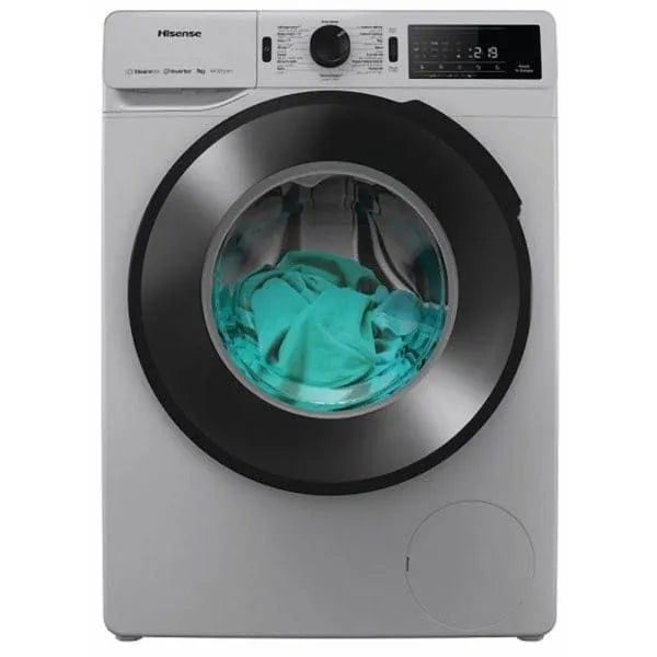 Hisense Front Load Full Automatic Washing Machine With Inverter Technology, 9 kg, Silver - WF3V9042BSEG