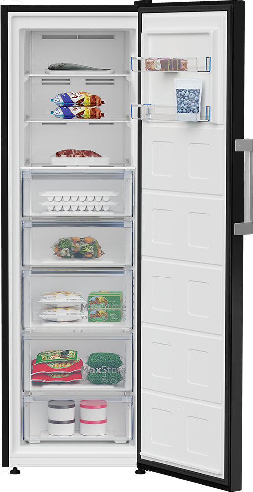 Beko No Frost Upright Freezer, 8 Drawers, Digital Display, Black, B3RFNE314ZXPEB1