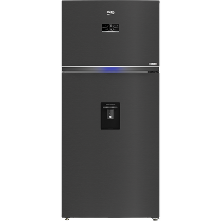 Beko Top Freezer Refrigerator - 630 Liter -2 Doors - Frost-Free - Water Dispenser - Digital Display - Dark Stainless Steel - RDNE650E60ZXR