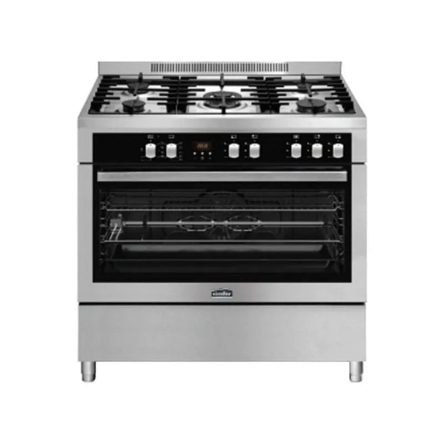 SIMFER Professional Cooker 60*90 cm 5 Sabaf Burners Cast Iron Safety with Fan PF9060SGI-02FL
