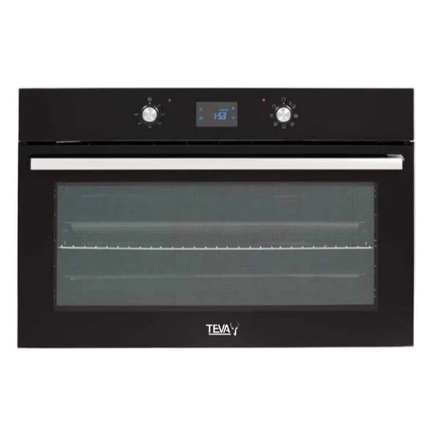 TEVA Oven 90 cm| 97 litres | Built in Gas with Grill and Cooling Fan | Control Panel Black Glass | QGSTYL 125 DT BLACK