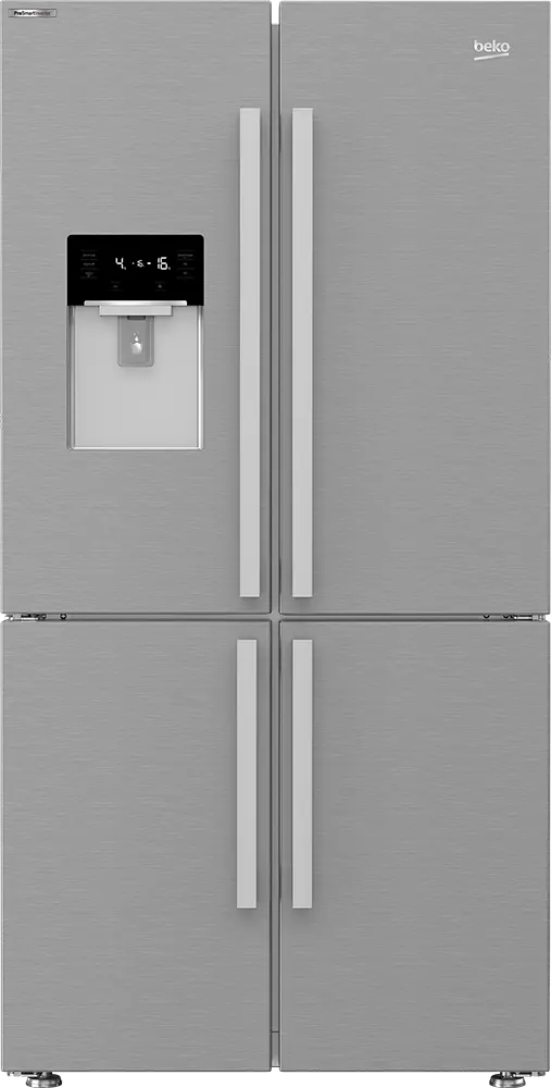 Beko 565L refrigerator GNE134626ZXH no frost 4 door bottom freezer inverter technology digital screen dispenser - silver