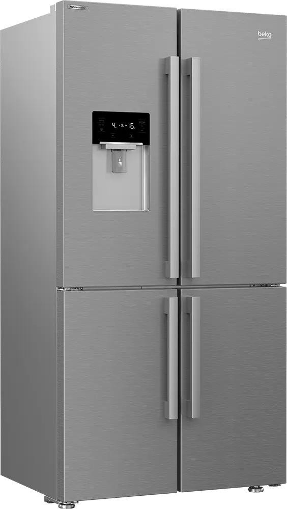 Beko 565L refrigerator GNE134626ZXH no frost 4 door bottom freezer inverter technology digital screen dispenser - silver
