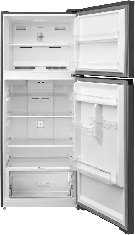 Midea No Frost Refrigerator, 411 Liters, 2 Doors, Electronic Control, Super Cooling, Black, MDRT580MTN45D- inverter
