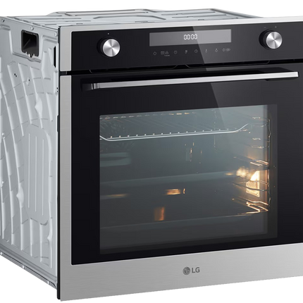 LG Built-In Electric Oven 60cm 72L WSEZM7225S2 - Digital with Safety, Fan & Grill - Black × Stainless Steel