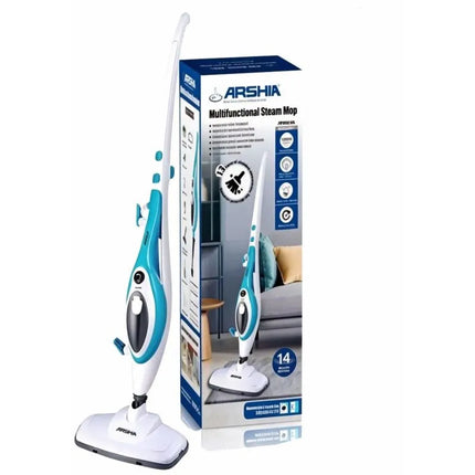 Arshia 10 in 1 Corded Multifunctional Steam Mop, 250 ml, 1000 Watt, Blue White - AS2504-617